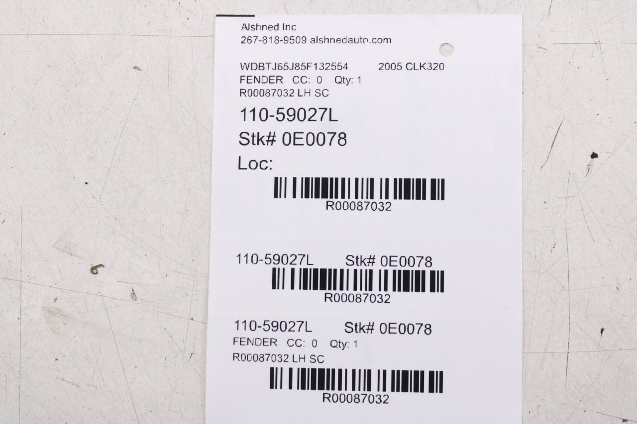 2003-05 Mercedes-Benz CLK 320 Front Left Driver Side Fender Panel 2098800318 OEM18