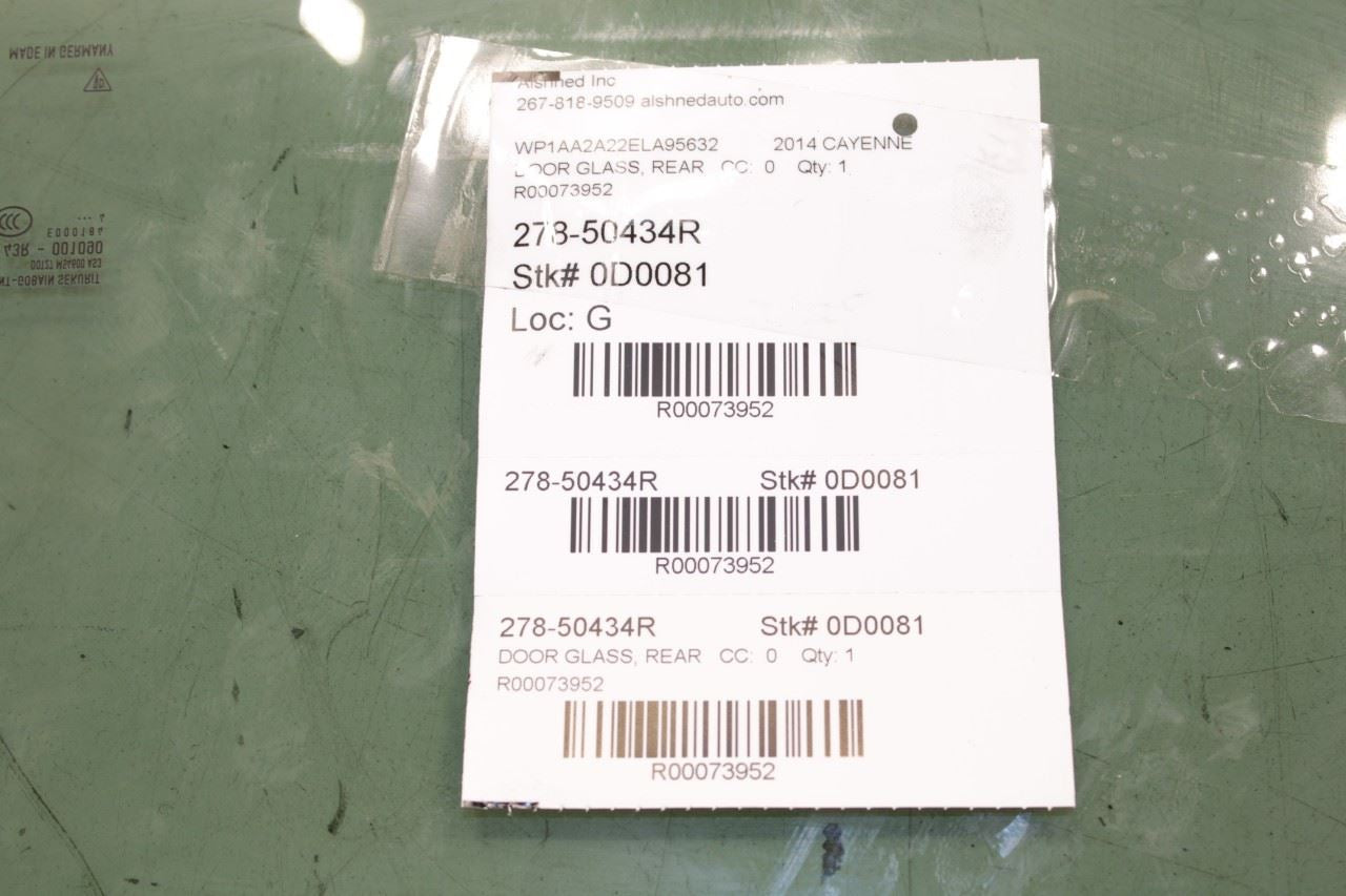 2011-2018 Porsche Cayenne Platinum Rear Right Door Window Glass 958-542-612-06 - Alshned Auto Parts