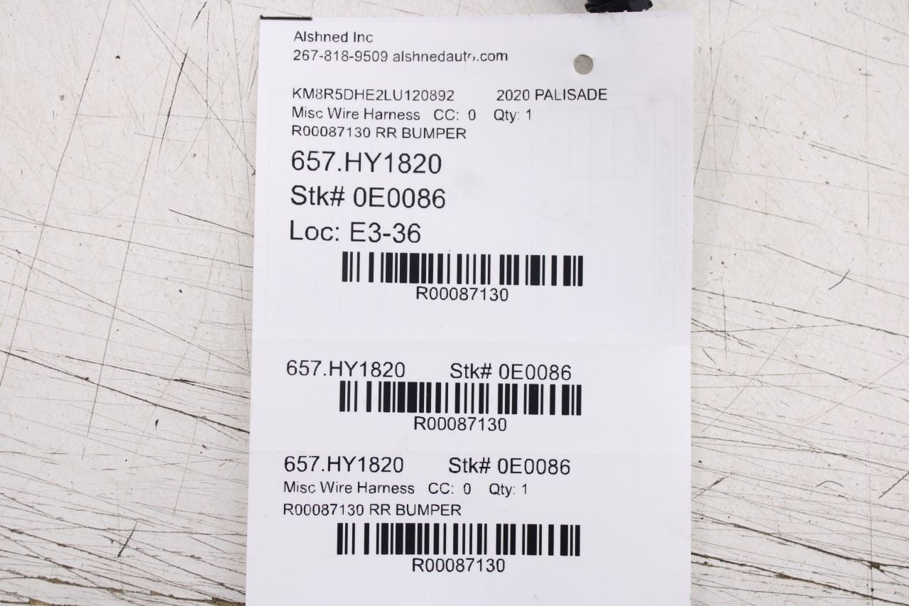 2020-2022 Hyundai Palisade Limited AWD Rear Bumper Wire Harness w/ Park Sensors - Alshned Auto Parts