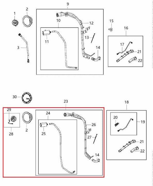 2007-18 Jeep Wrangler Unlimited Sport 3.6L Fuel Filler Neck Hose Tube 52059821AM - Alshned Auto Parts