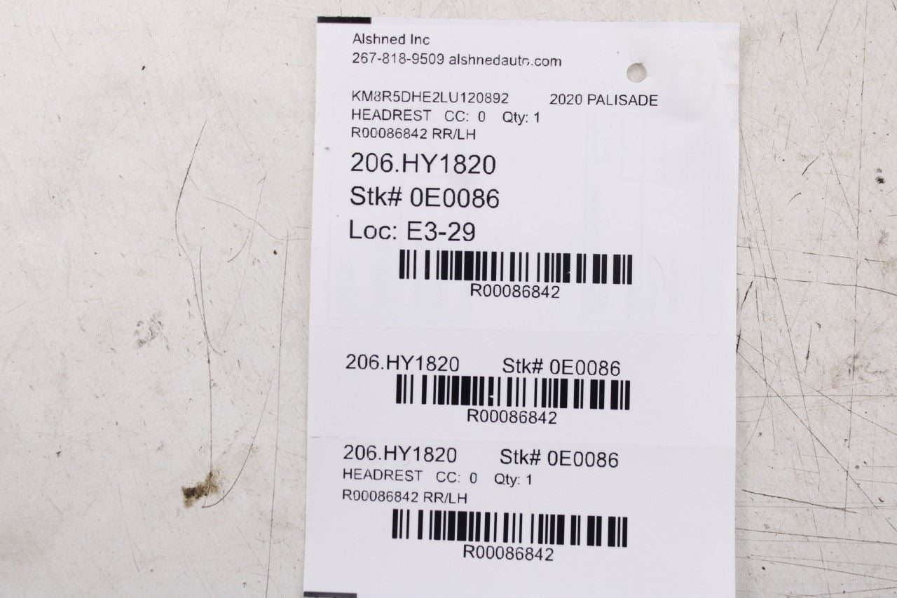 20-22 Hyundai Palisade Limited 3.8L Rear Driver Left Side 2nd Row Seat Headrest - Alshned Auto Parts