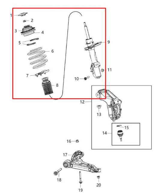 18-23 Jeep Cherokee Limited 4WD Front Passenger Right Side Shock Strut Absorber - Alshned Auto Parts