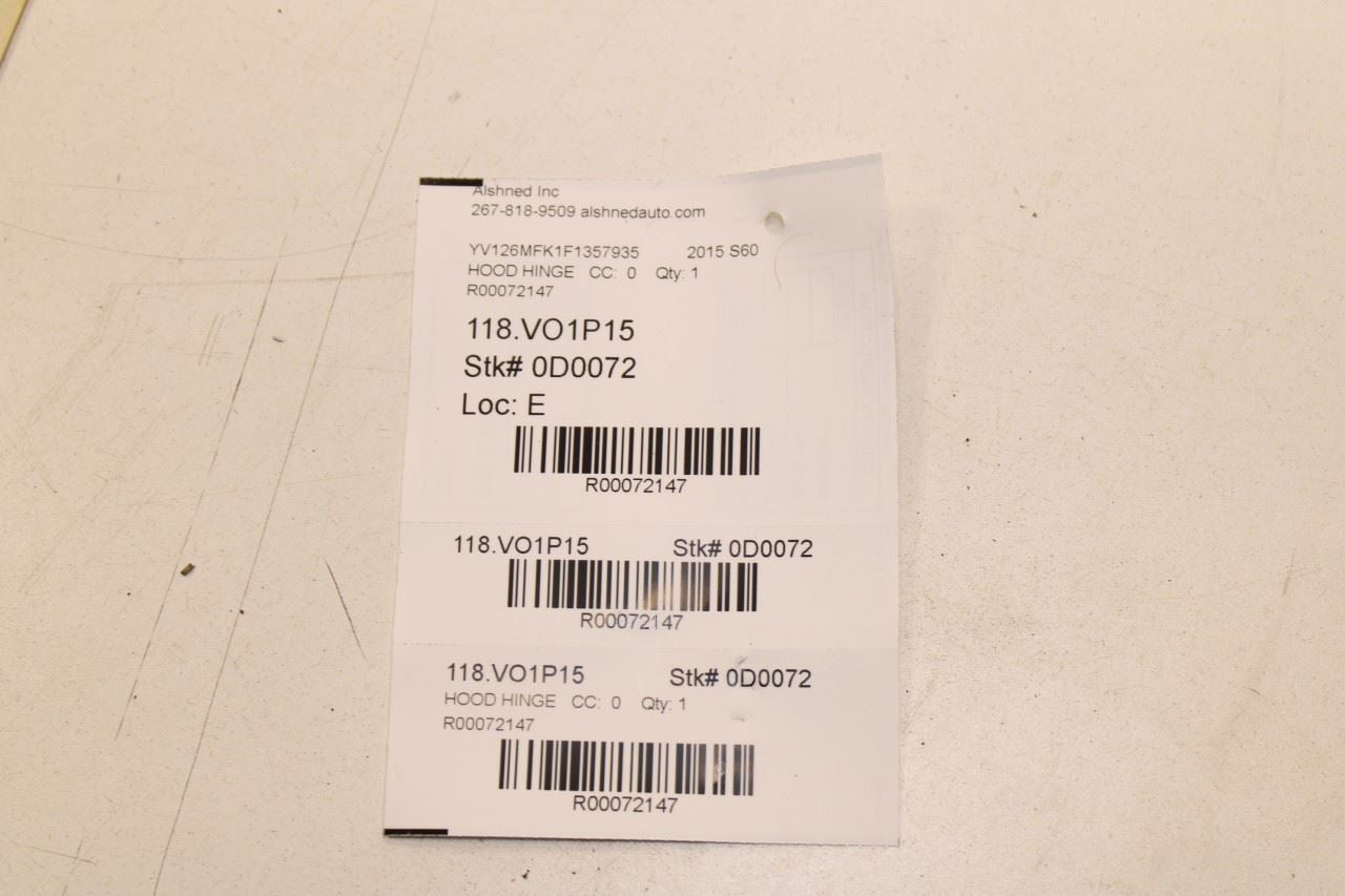 2015-2016 Volvo S60 T5 Premier Front Right and Left Side Hood Hinge Set 31385813 - Alshned Auto Parts