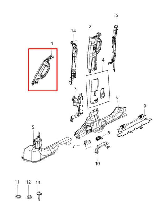 2018-23 Jeep Wrangler Unlimited Sport Front Left Side A-Pillar Grab Handle Trim - Alshned Auto Parts