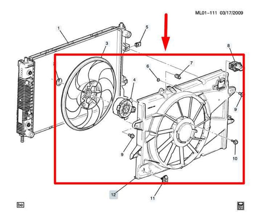 2010-17 Chevrolet Equinox Premier 2.4L Radiator Cooling Fan Motor Assy 15827001 - Alshned Auto Parts