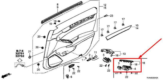 2018-22 Honda Accord Front Left Door Master Power Window Switch 83592-TVA-A02ZA - Alshned Auto Parts