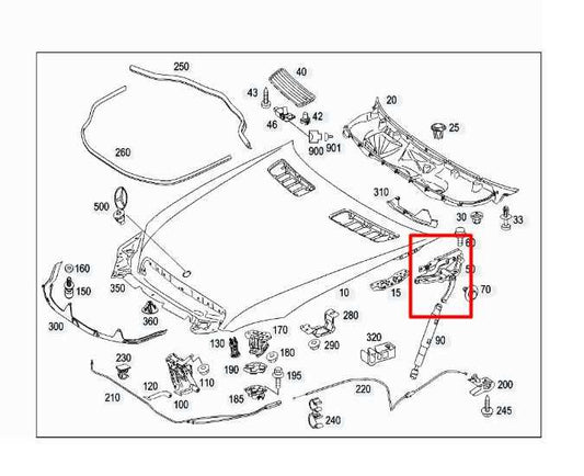 2007-13 Mercedes-Benz S550 Front Right Side Hood Hinge Bracket 221-880-04-28 OEM - Alshned Auto Parts