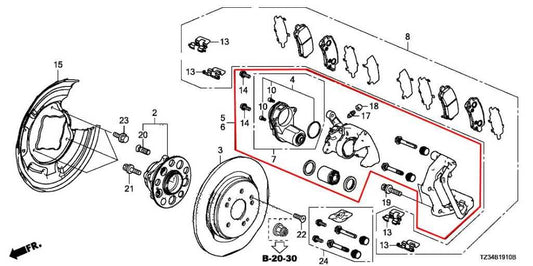 2015-2020 Acura TLX Tech Rear Left Driver Side Disc Brake Caliper 43019-TZ3-A50 - Alshned Auto Parts