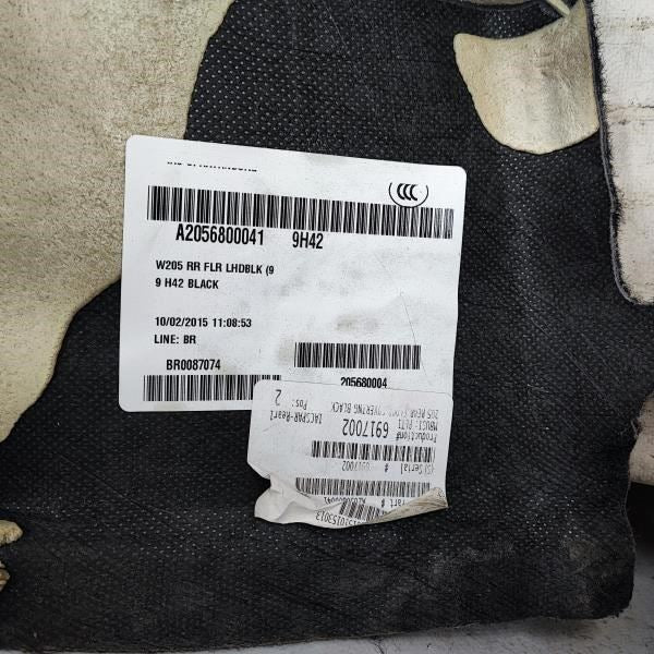 2016 Mercedes-Benz C300 Rear Floor Carpet Cover Black 205-680-09-06-9H42 OEM - Alshned Auto Parts