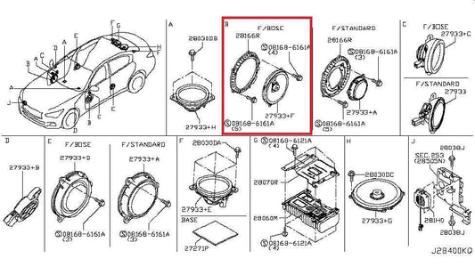 14-24 Infiniti Q50 Premium FR Right and Left Door Bose Audio Speaker 28150-5CA2A - Alshned Auto Parts