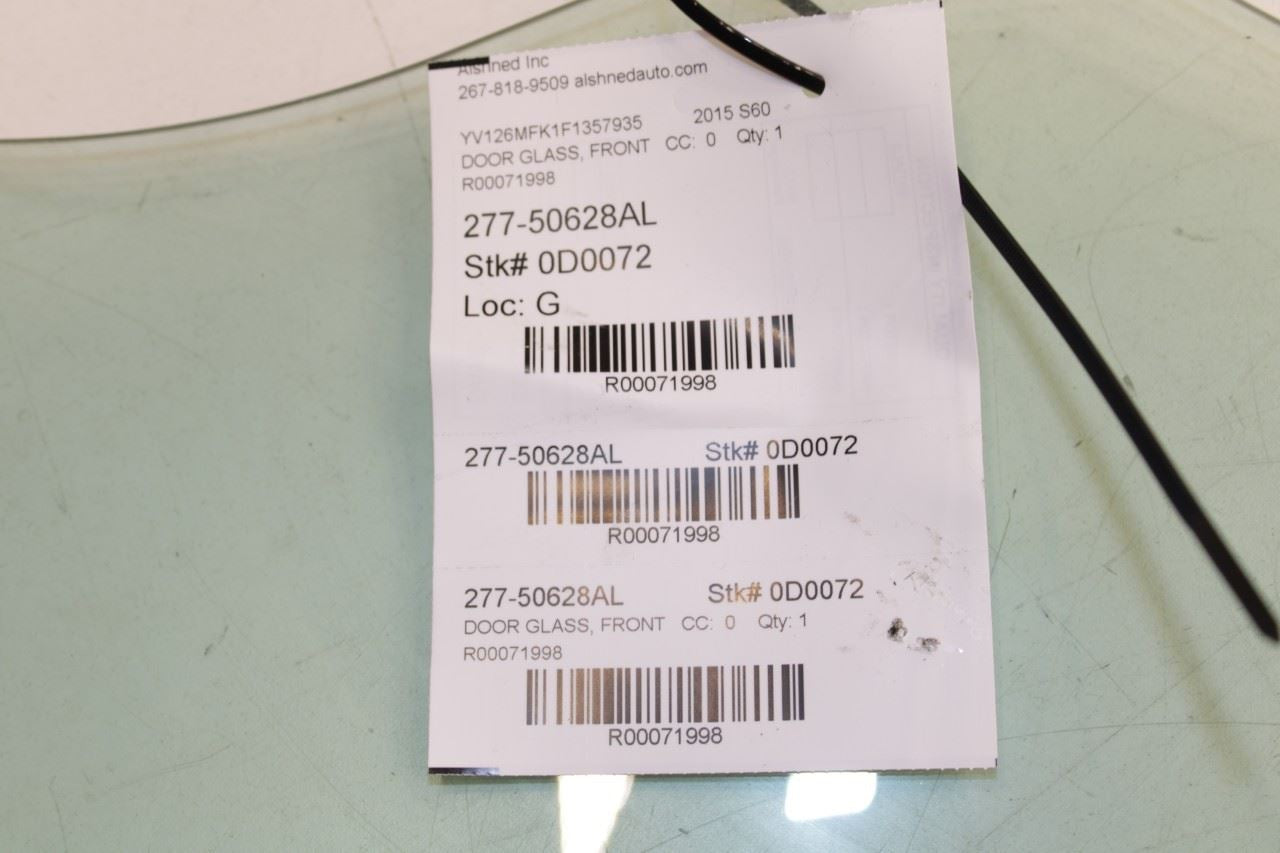 2015-2016 Volvo S60 T5 Premier Front Left Driver Side Door Window Glass 31385414 - Alshned Auto Parts