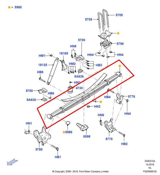 2011-16 Ford F250 Lariat Crew Cab 4WD Rear Suspension Right or Left Leaf Spring - Alshned Auto Parts