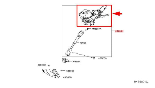2014-2019 Nissan Rogue SV 2.5L AWD Steering Column Assembly 48810-4BC0B OEM - Alshned Auto Parts