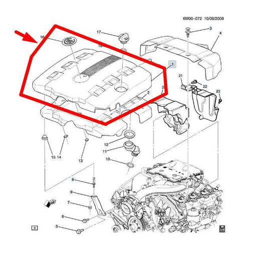 2008-2014 Cadillac CTS 3.6L Engine Top Appearance Cover w/ Emblem 12632150 OEM - Alshned Auto Parts