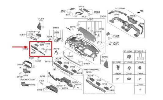 20-22 Hyundai FR LH Dash Knee Bolster Trim Panel w/ Switches 84750-L0000-NNB OEM - Alshned Auto Parts