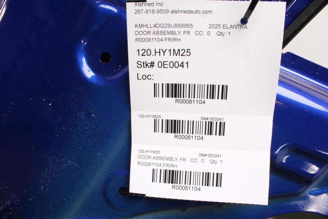 23-25 Hyundai Elantra SE Front Right Passenger Side Door Shell Panel 76004-AA50013