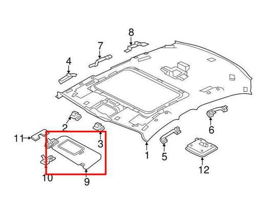 18-20 Jaguar XE R-Dynamic S Front RH Sun Visor w/ Illuminated Mirror T2H4259PVJ - Alshned Auto Parts