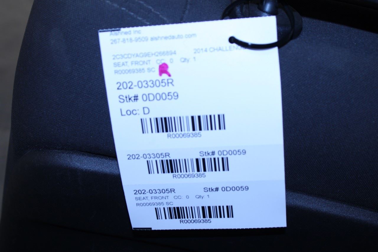 11-14 Dodge Challenger SXT 3.6L Front Passenger Right Side Seat Complete *ReaD* - Alshned Auto Parts