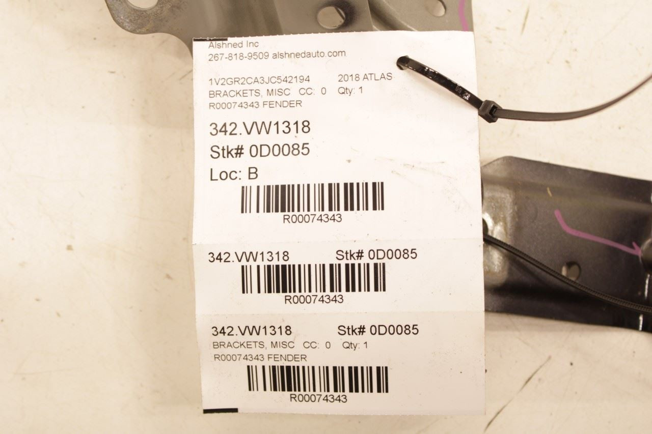 18-24 Volkswagen Atlas S 3.6L Front Driver Left Side Fender Support Bracket Set - Alshned Auto Parts