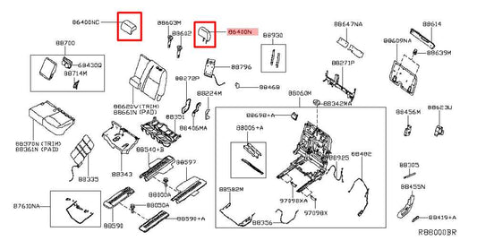 16-20 Nissan Pathfinder SV Rear RH and LH Side 2nd Row Center Seat Headrest Set - Alshned Auto Parts