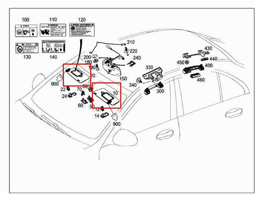 16-17 Mercedes-Benz C300 2.0L Front Right and Left Side Sun Visor Set w/ Mirror1