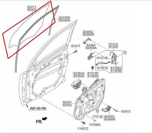 2014-2015 Kia Sorento Front Left Driver Side Door Window Glass 82411-2P011 OEM - Alshned Auto Parts