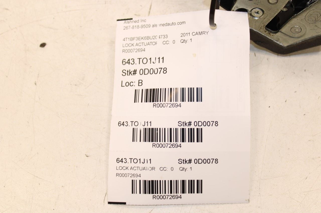 2007-2017 Toyota Camry LE Rear Right Side Door Lock Latch Actuator 69050-06100 - Alshned Auto Parts