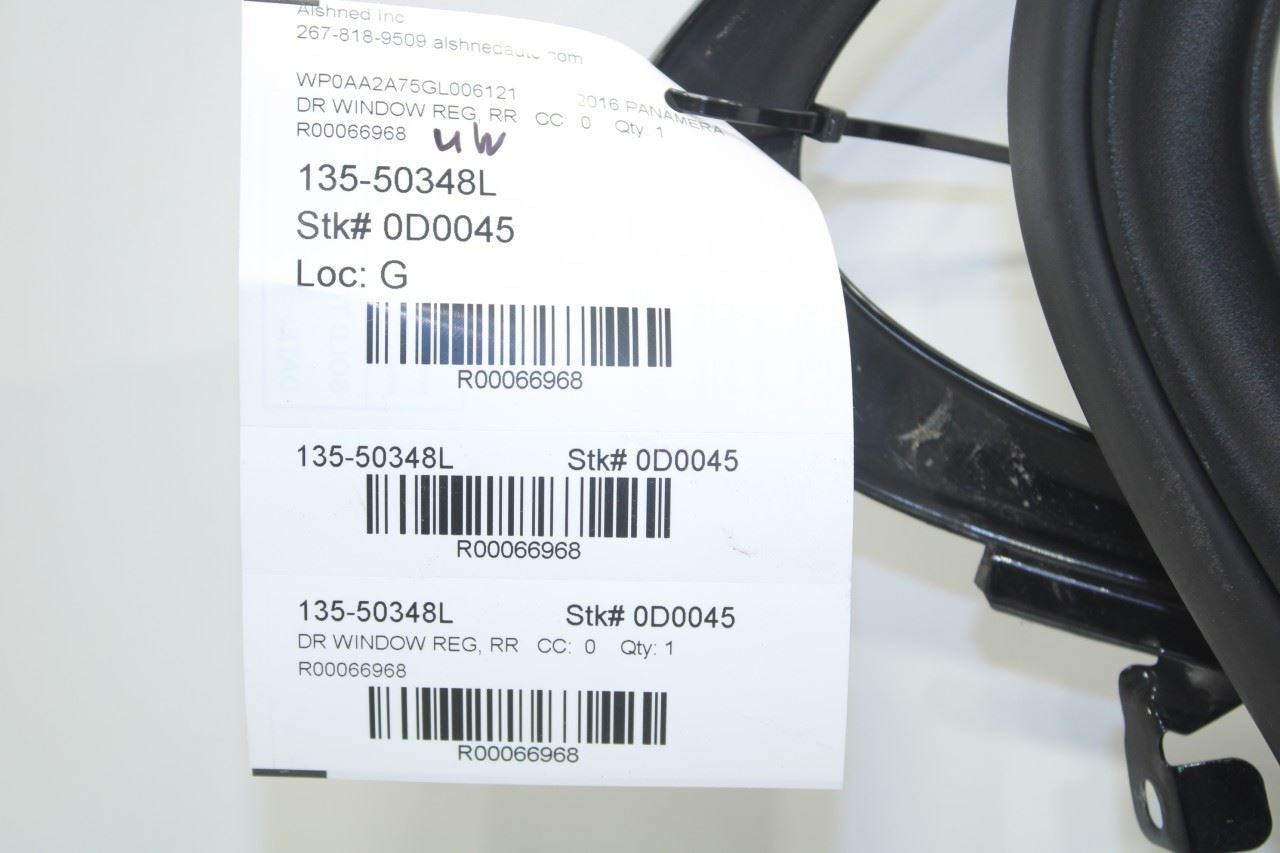 10-16 Porsche Panamera 4 Rear LH Side Door Window Regulator w/ Carrier and Seal - Alshned Auto Parts