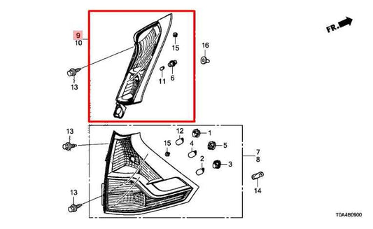 12-14 Honda CR-V LX Rear Passenger Right Side Tail Light Lamp 34170-T0A-A01 OEM - Alshned Auto Parts