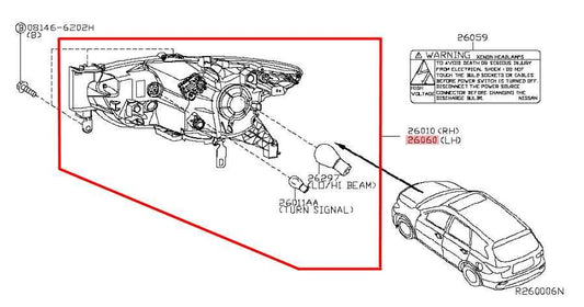 17-18 Infiniti QX60 3.5L Front Driver Side Headlight Lamp 26060-9NF0D *ReaD ASIS - Alshned Auto Parts