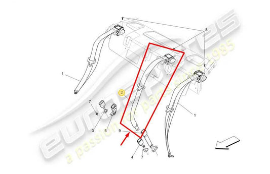 2014-2020 Maserati Ghibli Rear Center Seat Belt Retractor 627041100 OEM - Alshned Auto Parts