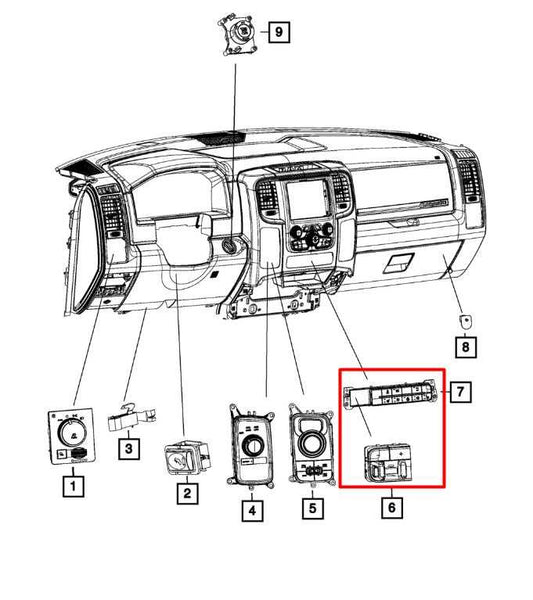 19-24 Ram 1500 Classic Crew Cab 4WD Front Dash Traction Control Tow Haul Switch - Alshned Auto Parts