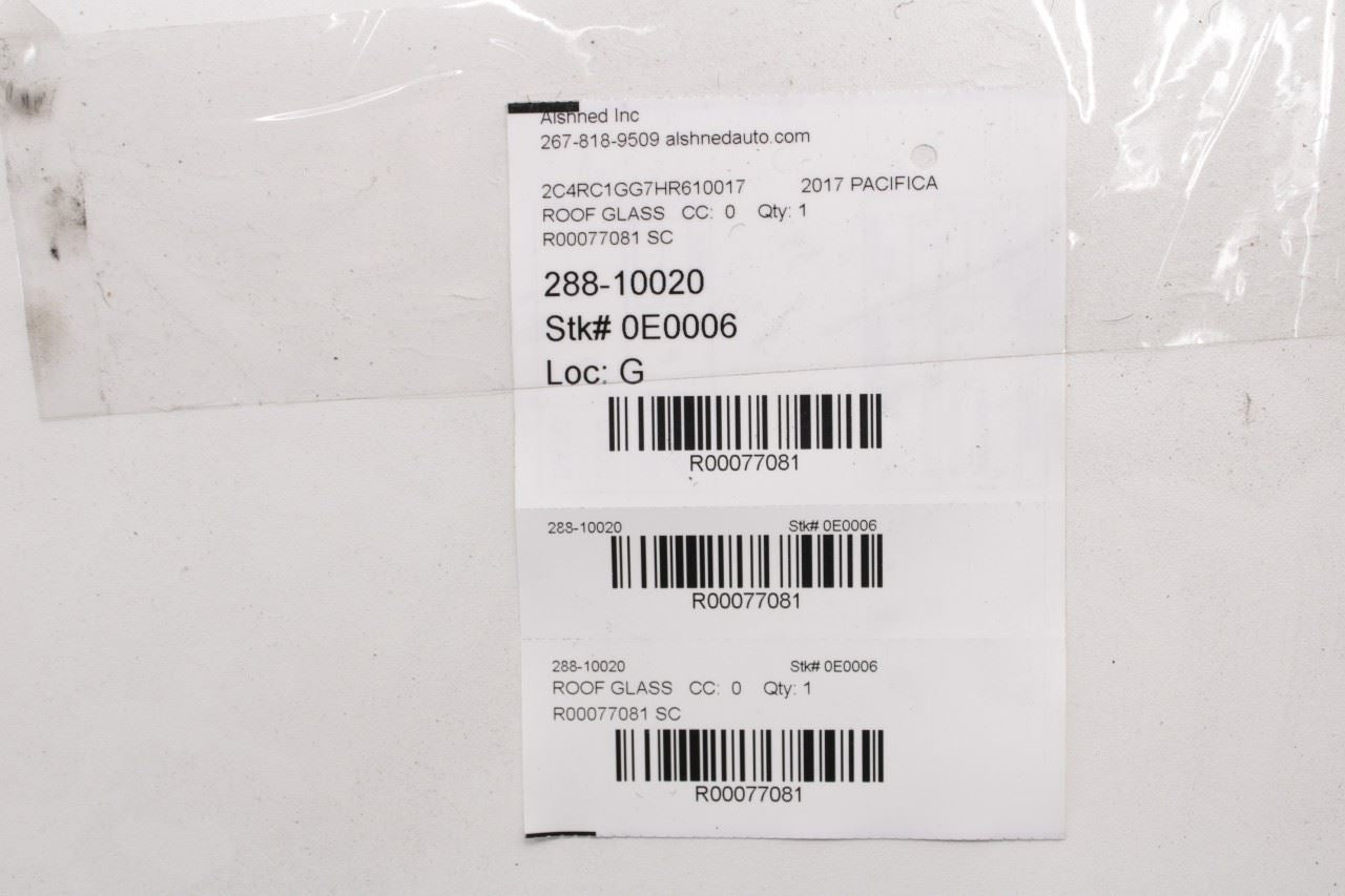 2017-22 Chrysler Pacifica Limited Roof Rear Fixed Window Glass Panel 68227747AC - Alshned Auto Parts