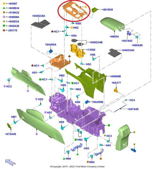 20-25 Ford Escape SEL Center Console Shifter and Cup Holder Bezel LJ6BS045A76GE - Alshned Auto Parts