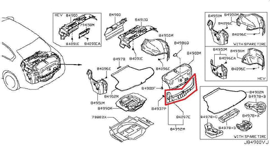 14-20 Infiniti Q50 Premium RR Trunk Latch Lock Sill Scuff Plate 849924GA2A *ReaD - Alshned Auto Parts