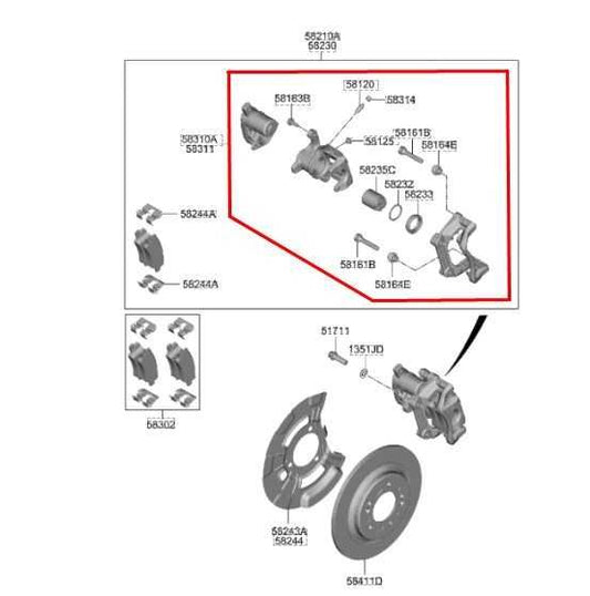 2020-2023 Hyundai Sonata SE Rear Left Driver Side Brake Disc Caliper 58310-L1A05 - Alshned Auto Parts