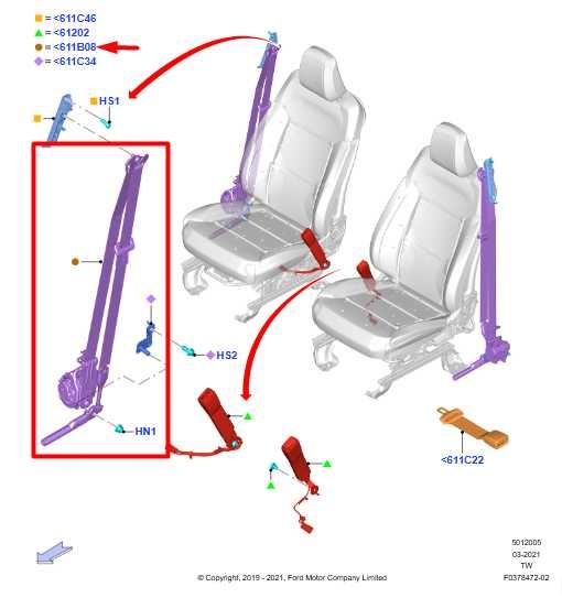 2023 Ford Explorer 3.0L Front Right Side Seat Belt Retractor LB5B-S612D64-AE OEM - Alshned Auto Parts
