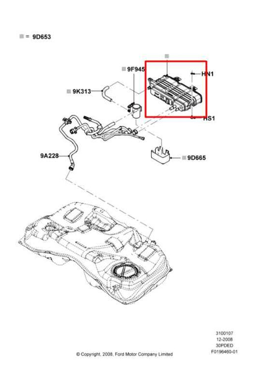 07-12 Ford Fusion SEL 3.0L Fuel Vapor Evaporator Emission Canister 9E51-9E857-BC - Alshned Auto Parts