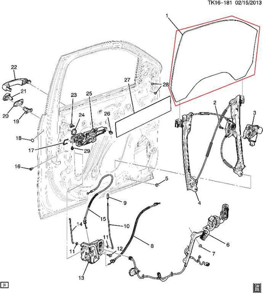 2014-2019 Chevrolet Silverado 1500 Work Truck 2WT Front Left Door Glass 20979114 - Alshned Auto Parts
