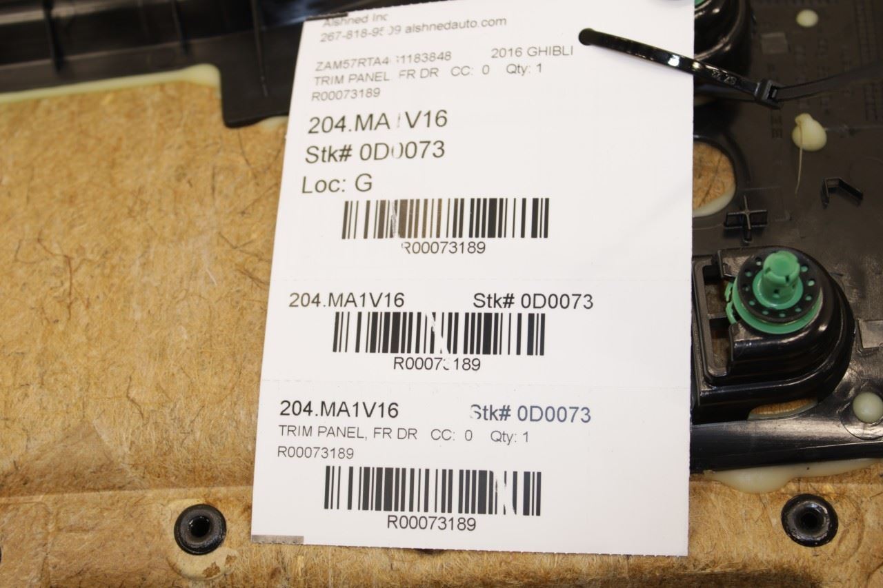 2014-2016 Maserati Ghibli S Q4 Front Left Driver Door Trim Panel 670049506 OEM - Alshned Auto Parts