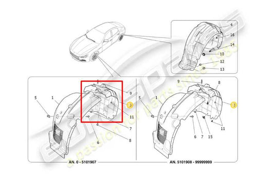 14-20 Maserati Ghibli S Q4 Front LH Fender Liner Rearward Section Splash Shield - Alshned Auto Parts