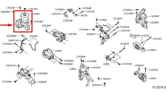 2013-2020 Nissan Pathfinder SV 3.5L 4WD Front Engine Mount Insulator 11270-3JA0B - Alshned Auto Parts