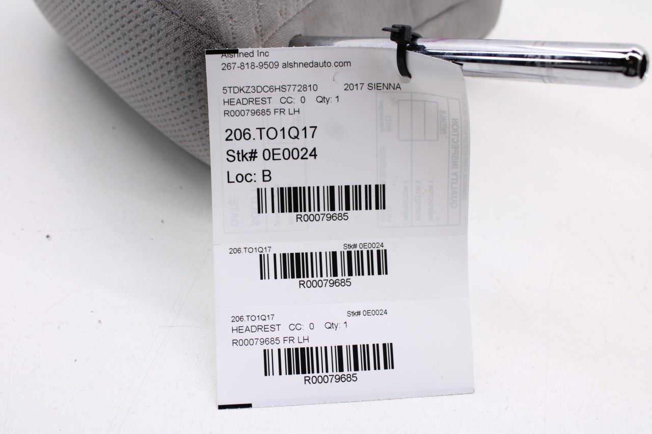 2015-2020 Toyota Sienna LE 3.5L FWD Front Driver Left Side Seat Headrest Cloth - Alshned Auto Parts