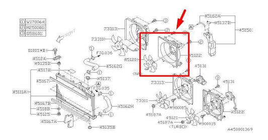 2007-14 Subaru Outback 2.5L Left Radiator Cooling Fan Motor Assy 45122AG02C OEM - Alshned Auto Parts