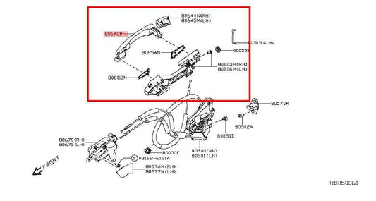 19-24 Nissan Altima 2.5 SL Front Right Side Door Exterior Handle 80640-6CA0A OEM - Alshned Auto Parts
