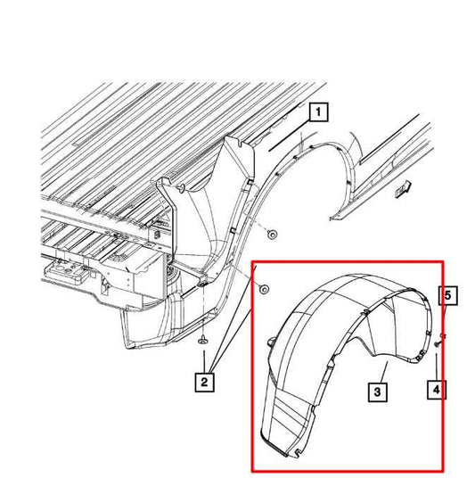 2019-24 Ram 1500 Classic Crew Cab Rear Right Side Wheelhouse Liner Splash Shield - Alshned Auto Parts