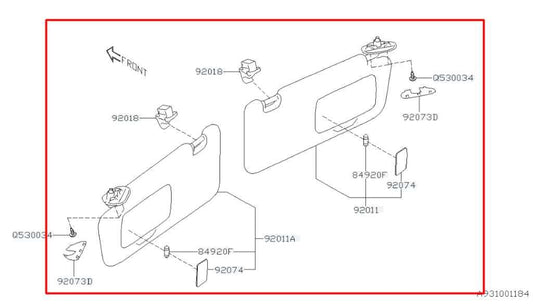 2015-21 Subaru WRX Premium Front Right and Left Sun Visor w/ Illuminated Mirror - Alshned Auto Parts