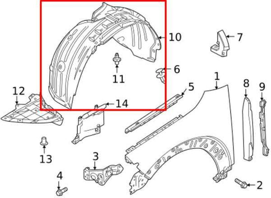 2020-25 Mazda CX-30 2.5 S Front Right Wheelhouse Liner Splash Shield DFR5-56-130 - Alshned Auto Parts