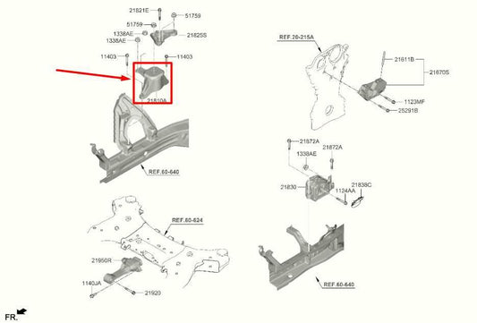2020-2023 Hyundai Sonata SE 2.5L FWD Front Engine Mount Bracket 21824-L1100 OEM - Alshned Auto Parts