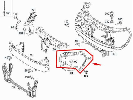 07-13 Mercedes-Benz S550 Front Left Headlight Support Bracket 221-620-01-91 OEM - Alshned Auto Parts